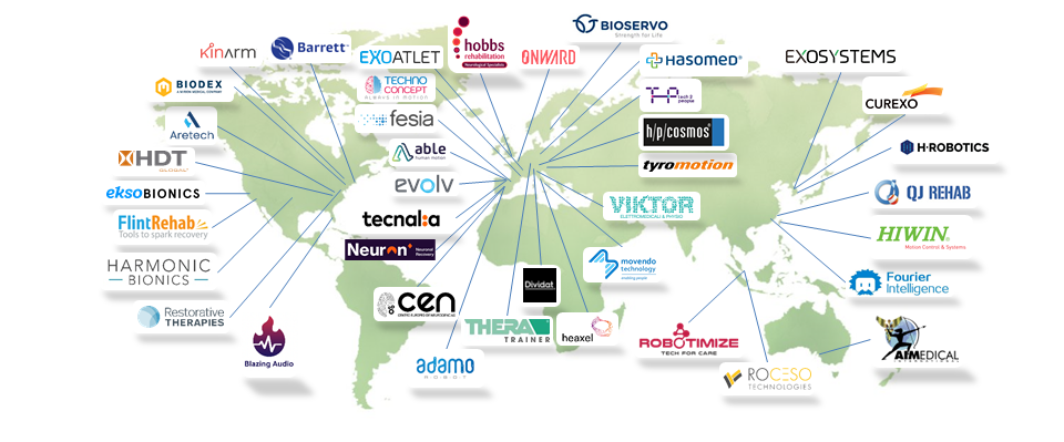 Map of the world with IISART member logos added and pins that show the members' headquarter locations